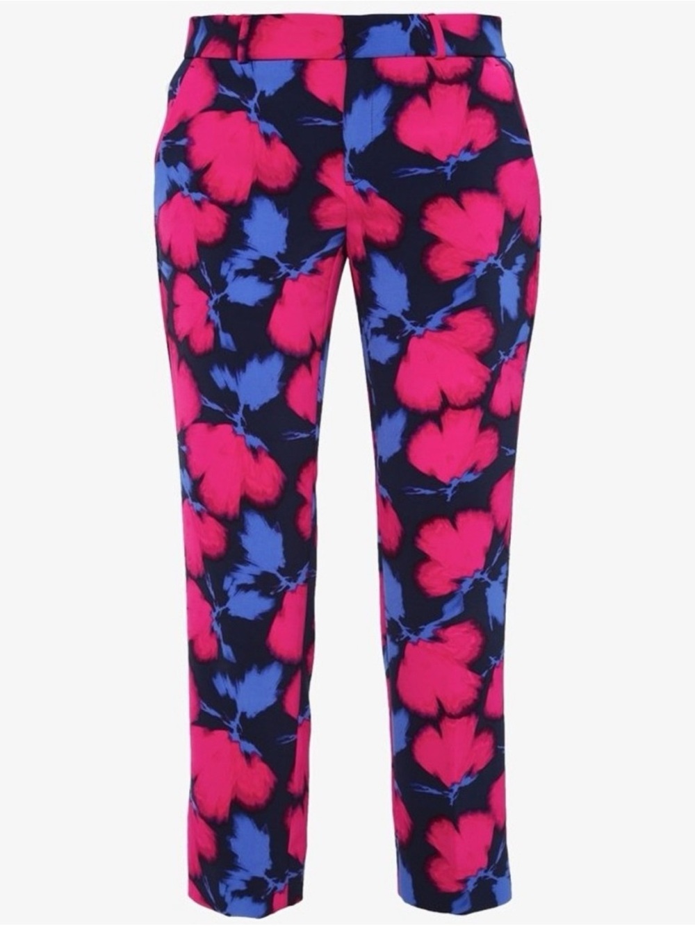 Banana Republic Avery Floral Dress Pants Crop Navy Pink Blue Size 4